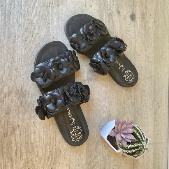 JEFFREY CAMPBELL Rosebud double strap black slide - Picture 2 of 16